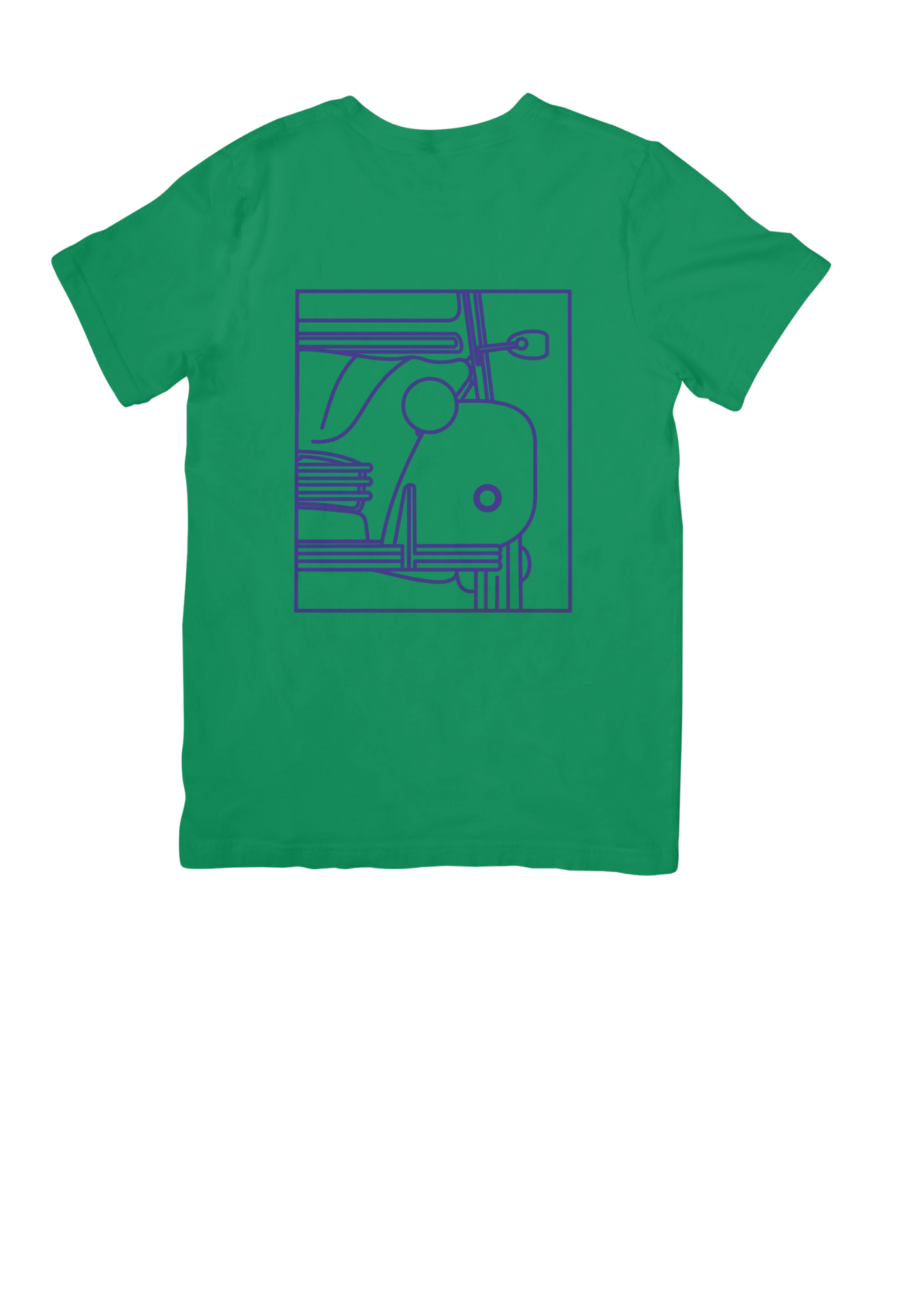 Green Cotton T-Shirt with 2CV Line Drawing