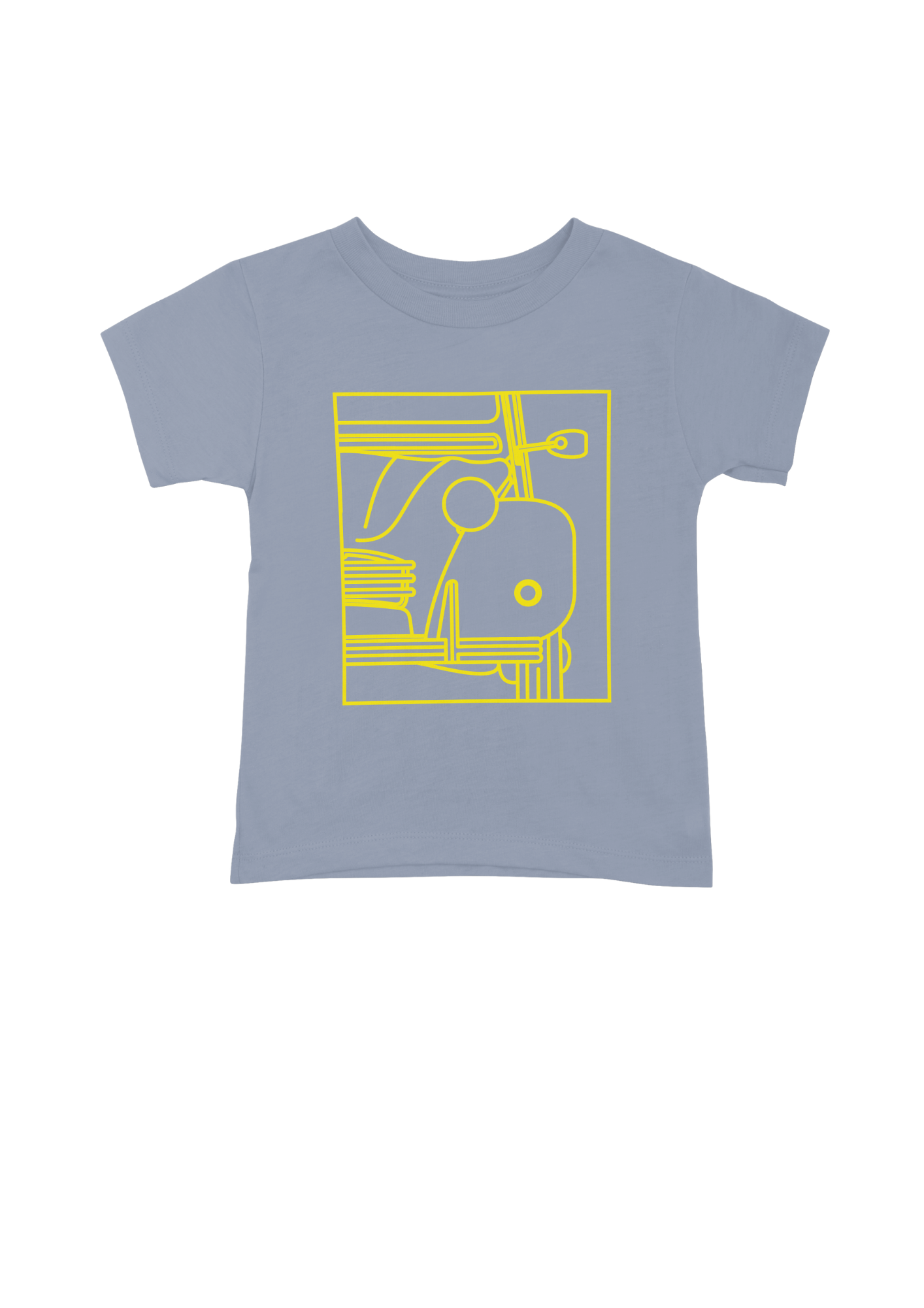 Children's Light Blue Cotton T-Shirt with 2CV Line Drawing