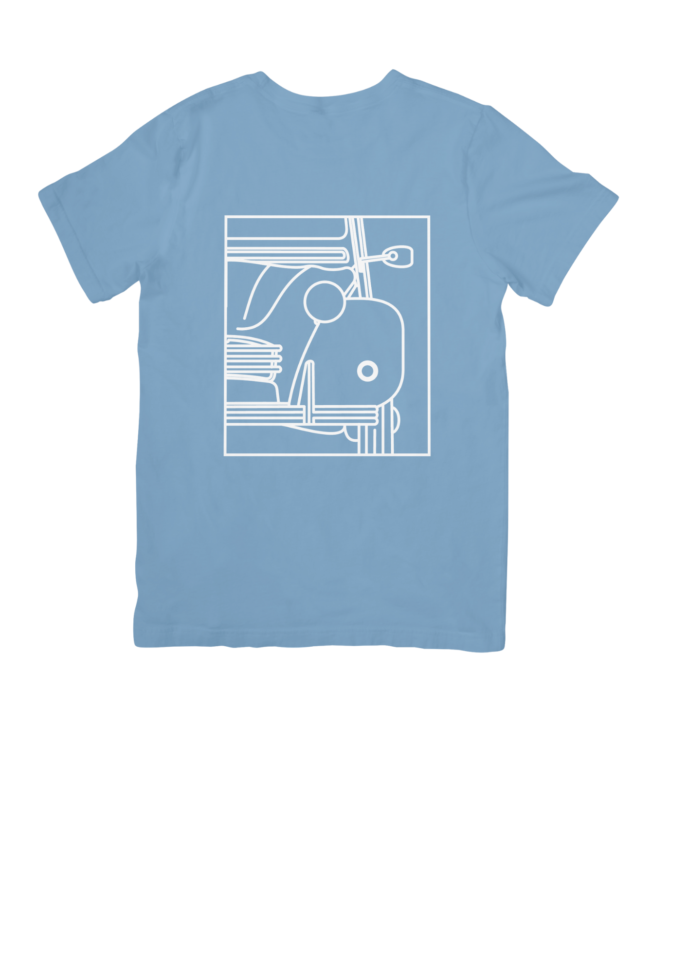 Light Blue Cotton T-Shirt with 2CV Line Drawing