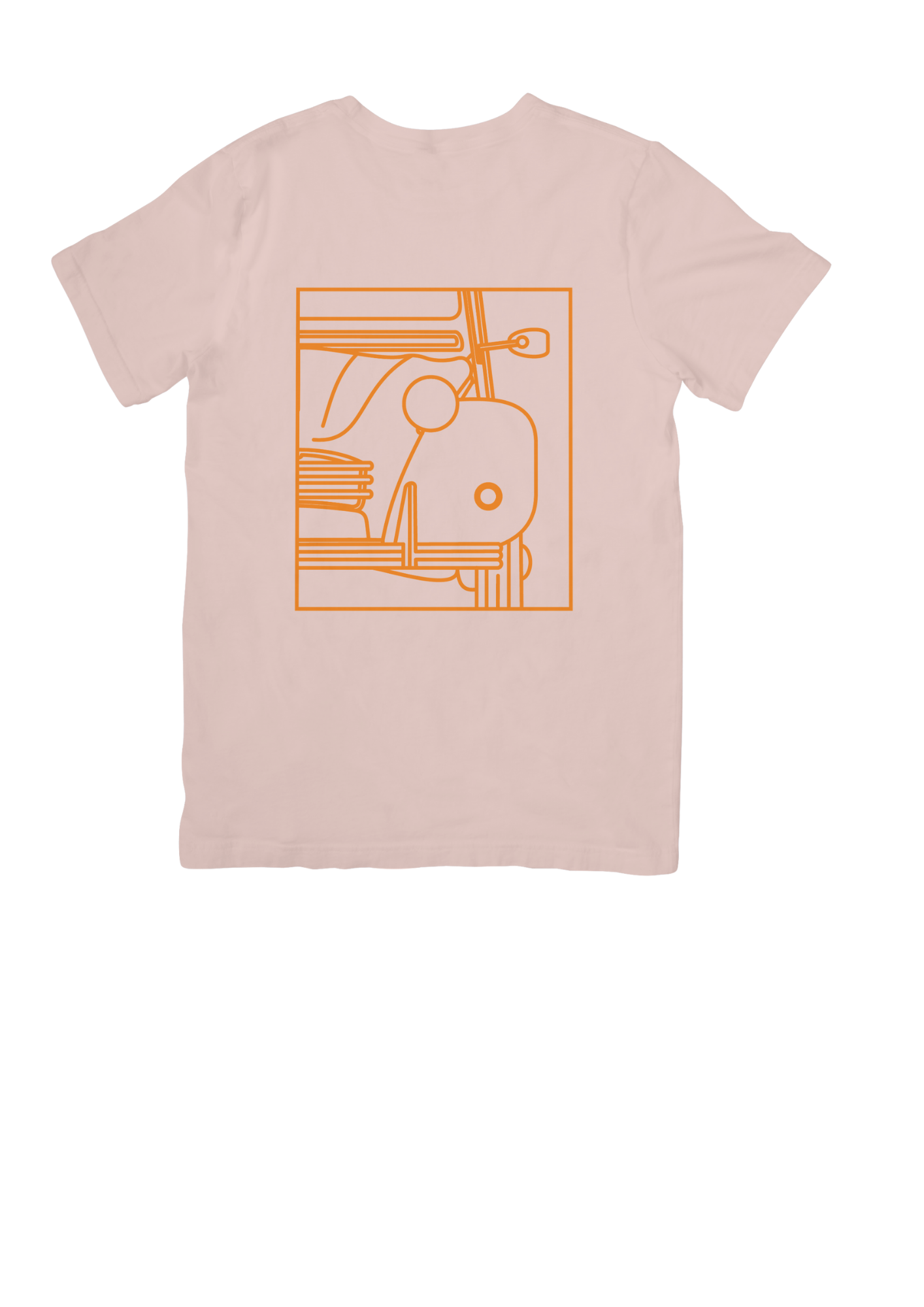 Pink Cotton T-Shirt with 2CV Line Drawing