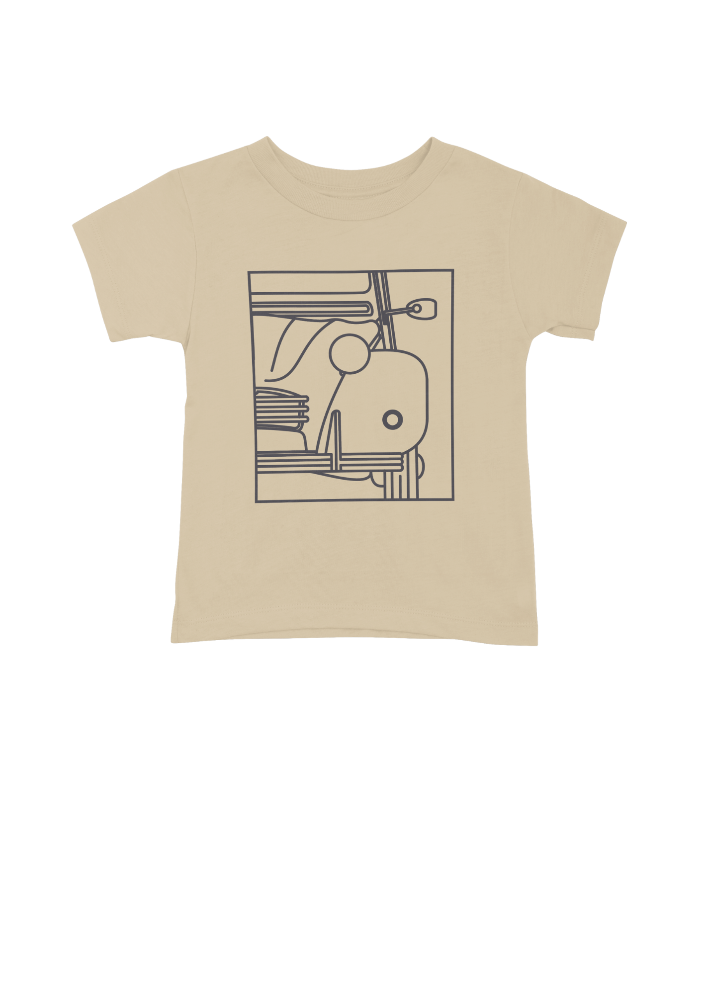 Children's Natural Colour Cotton T-Shirt with 2CV Line Drawing