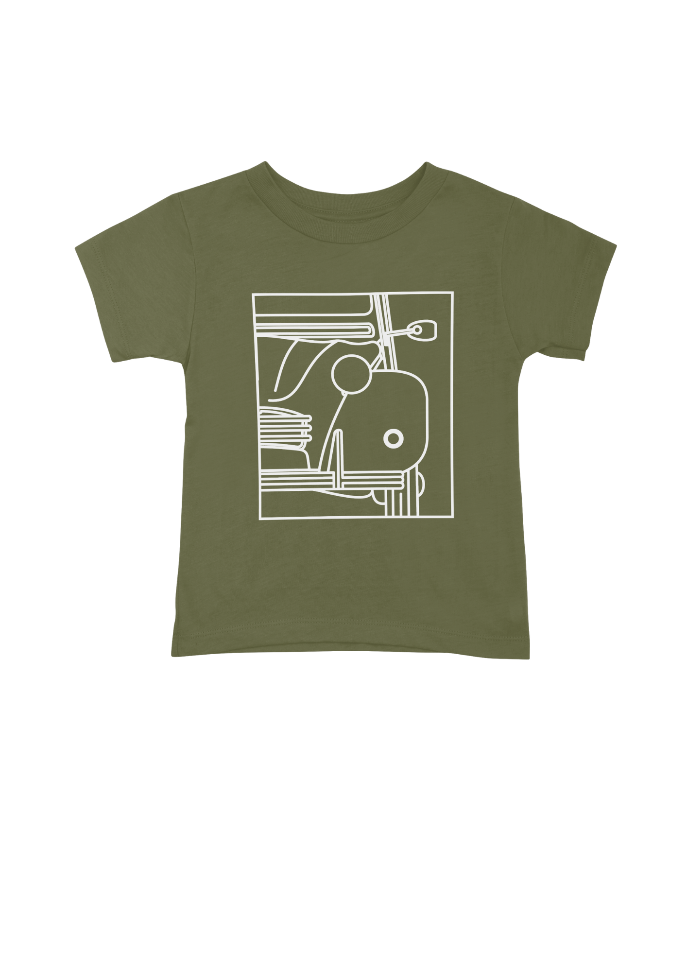 Children's Green Cotton T-Shirt with 2CV Line Drawing