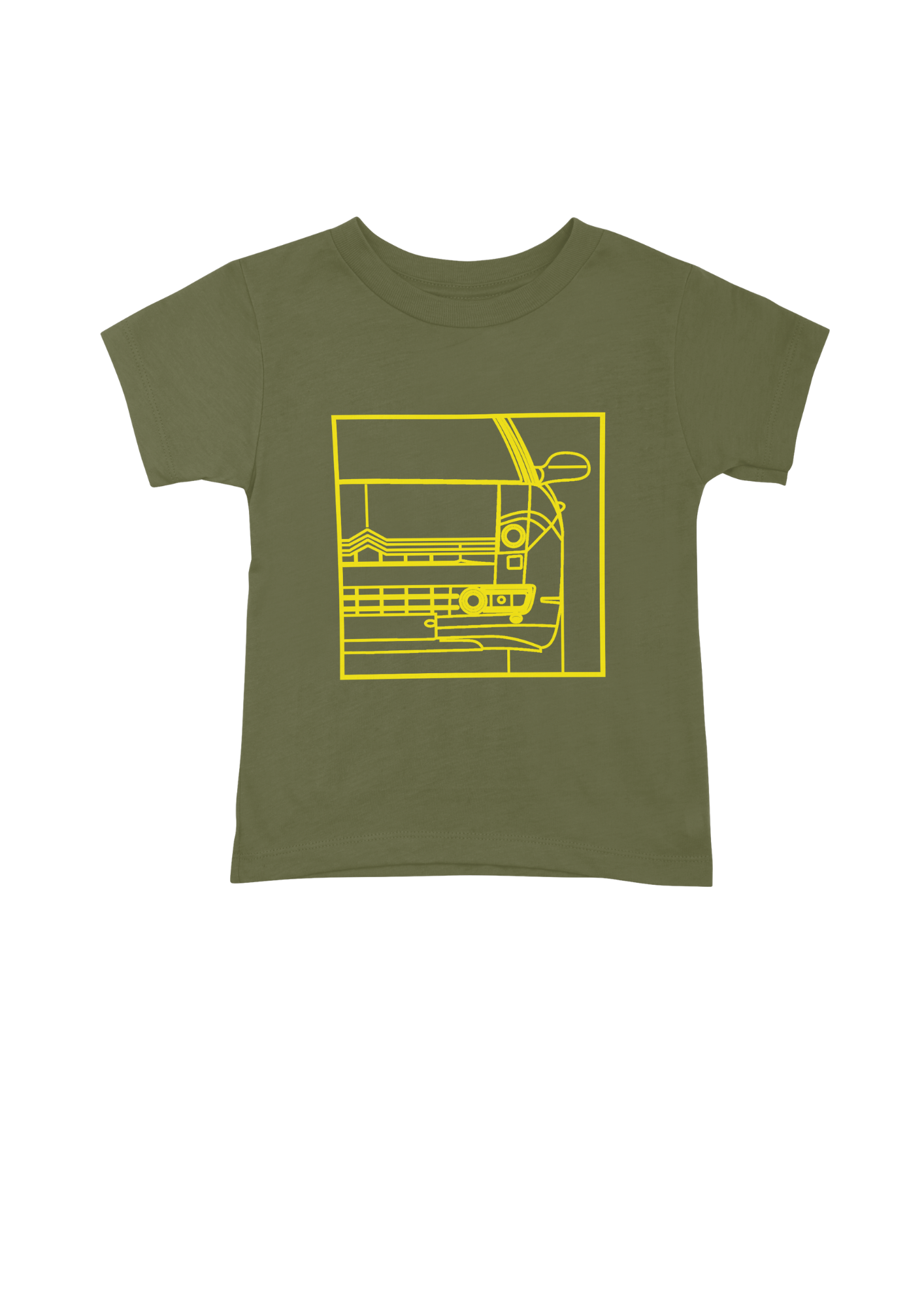 Children's Green Cotton T-Shirt with C6 Line Drawing