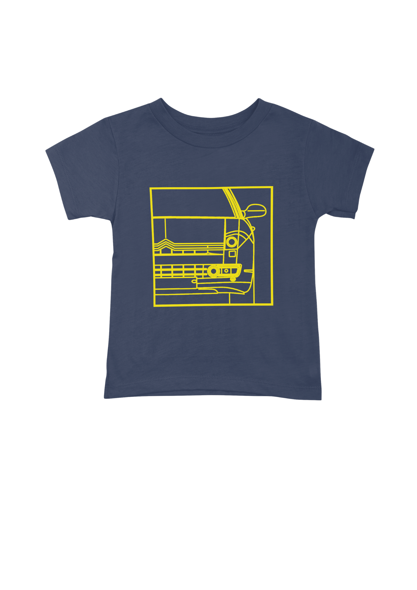 Children's Dark Blue Cotton T-Shirt with C6 Line Drawing