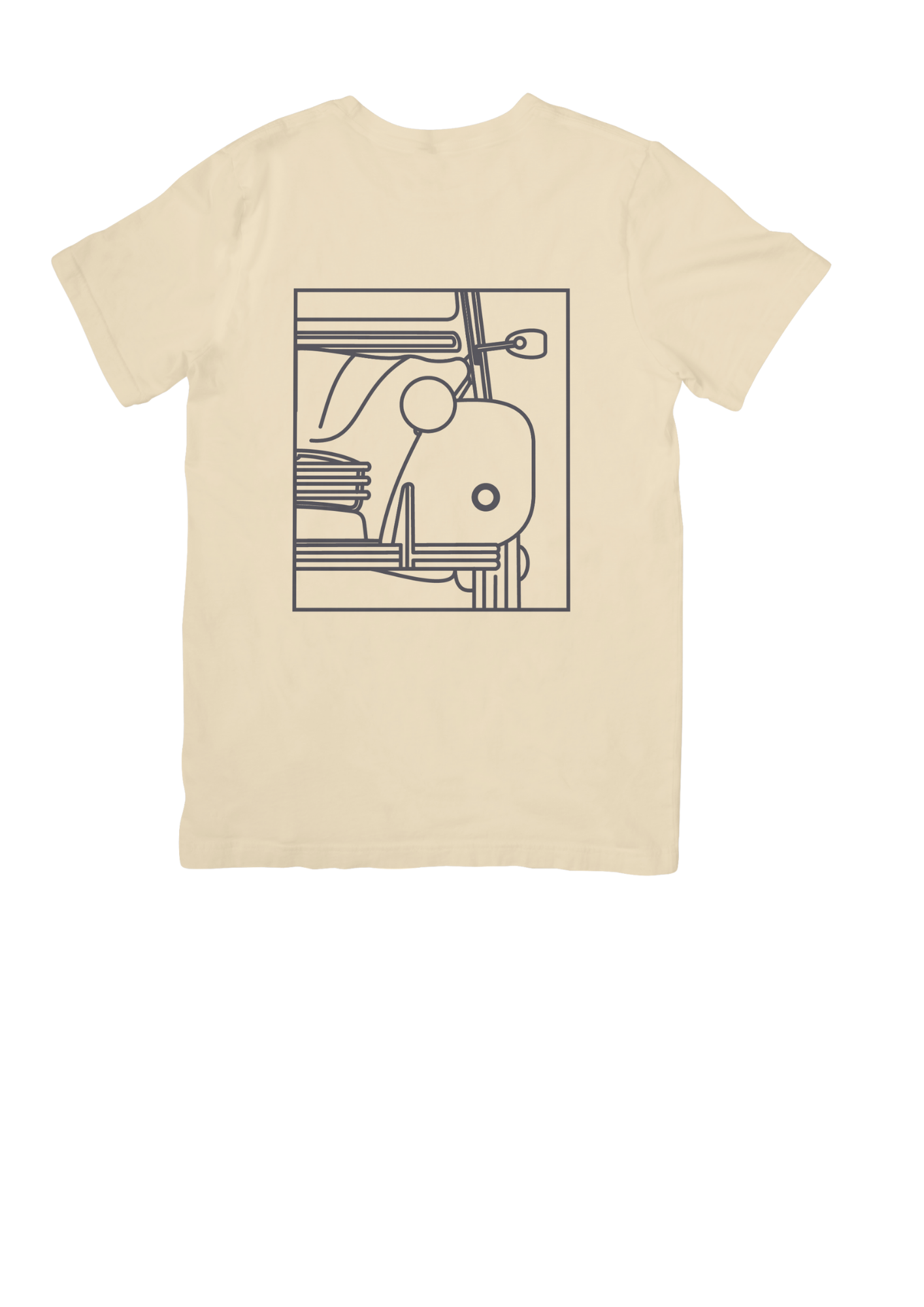 Natural Colour Cotton T-Shirt with 2CV Line Drawing