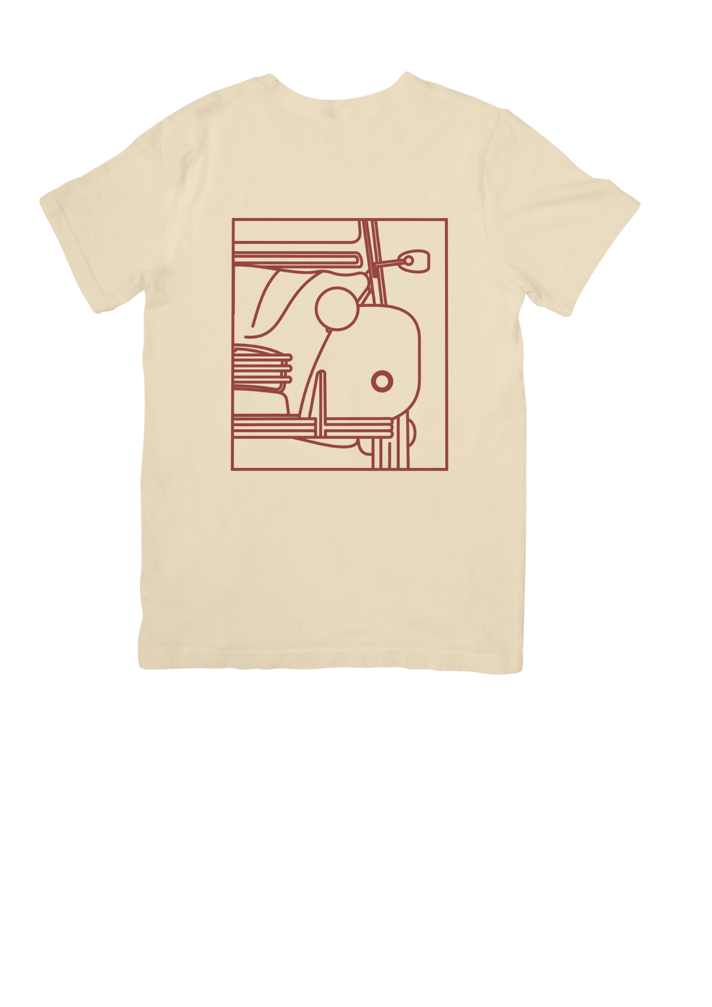 Natural Colour Cotton T-Shirt with 2CV Line Drawing