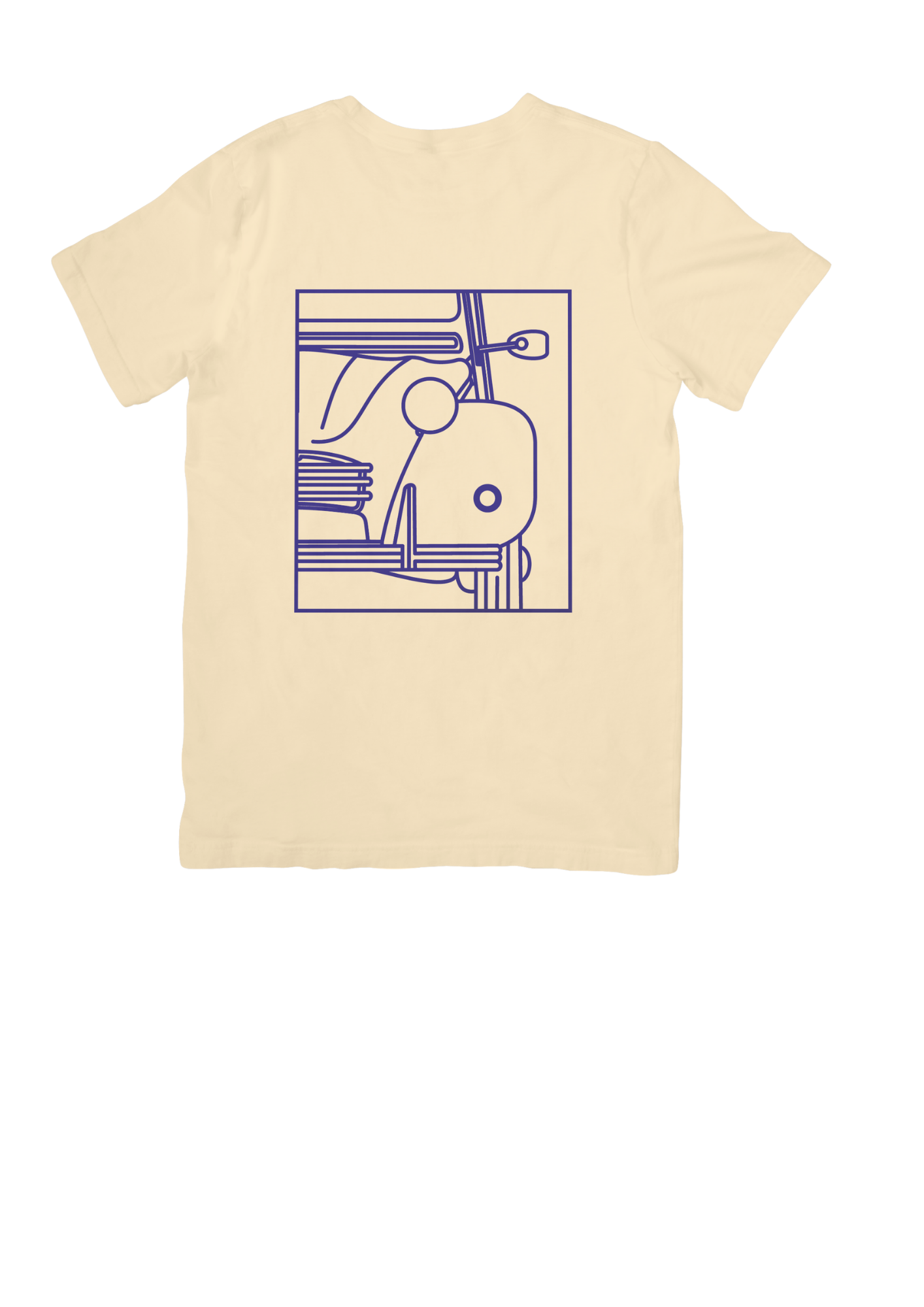 Natural Colour Cotton T-Shirt with 2CV Line Drawing