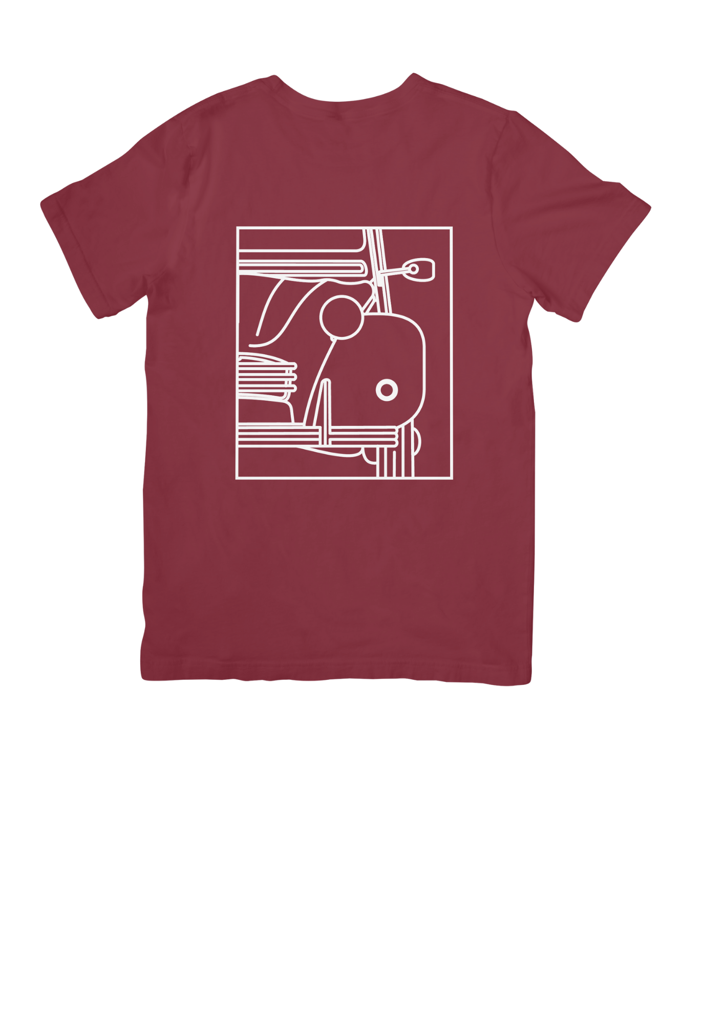 Burgundy Cotton T-Shirt with 2CV Line Drawing