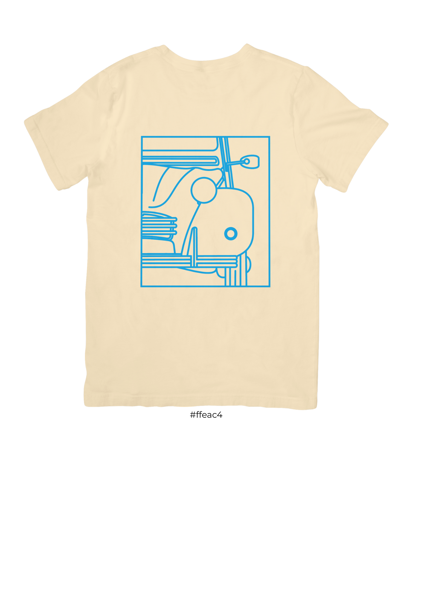 Natural Colour Cotton T-Shirt with 2CV Line Drawing