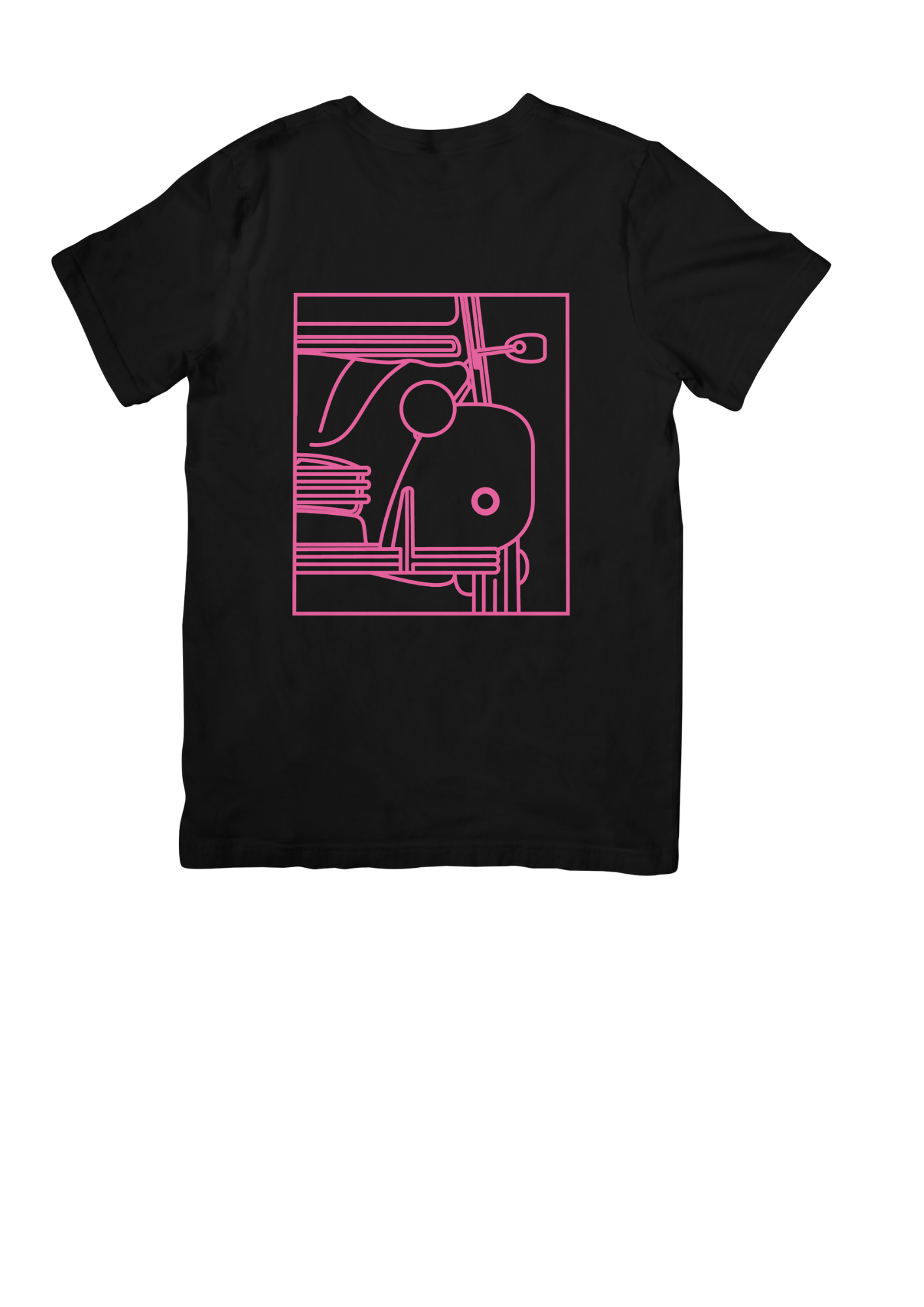 Black Cotton T-Shirt with 2CV Line Drawing