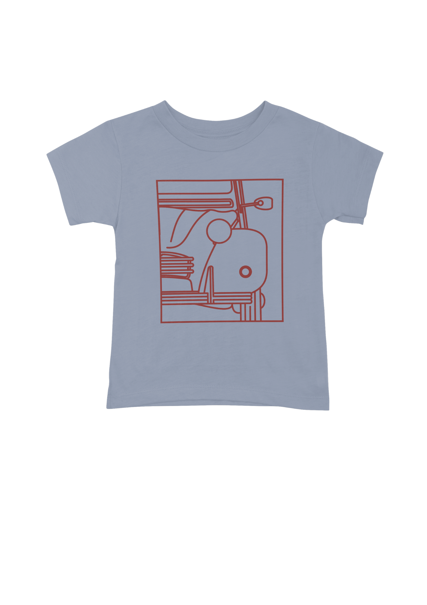 Children's Light Blue Cotton T-Shirt with  2CV Line Drawing