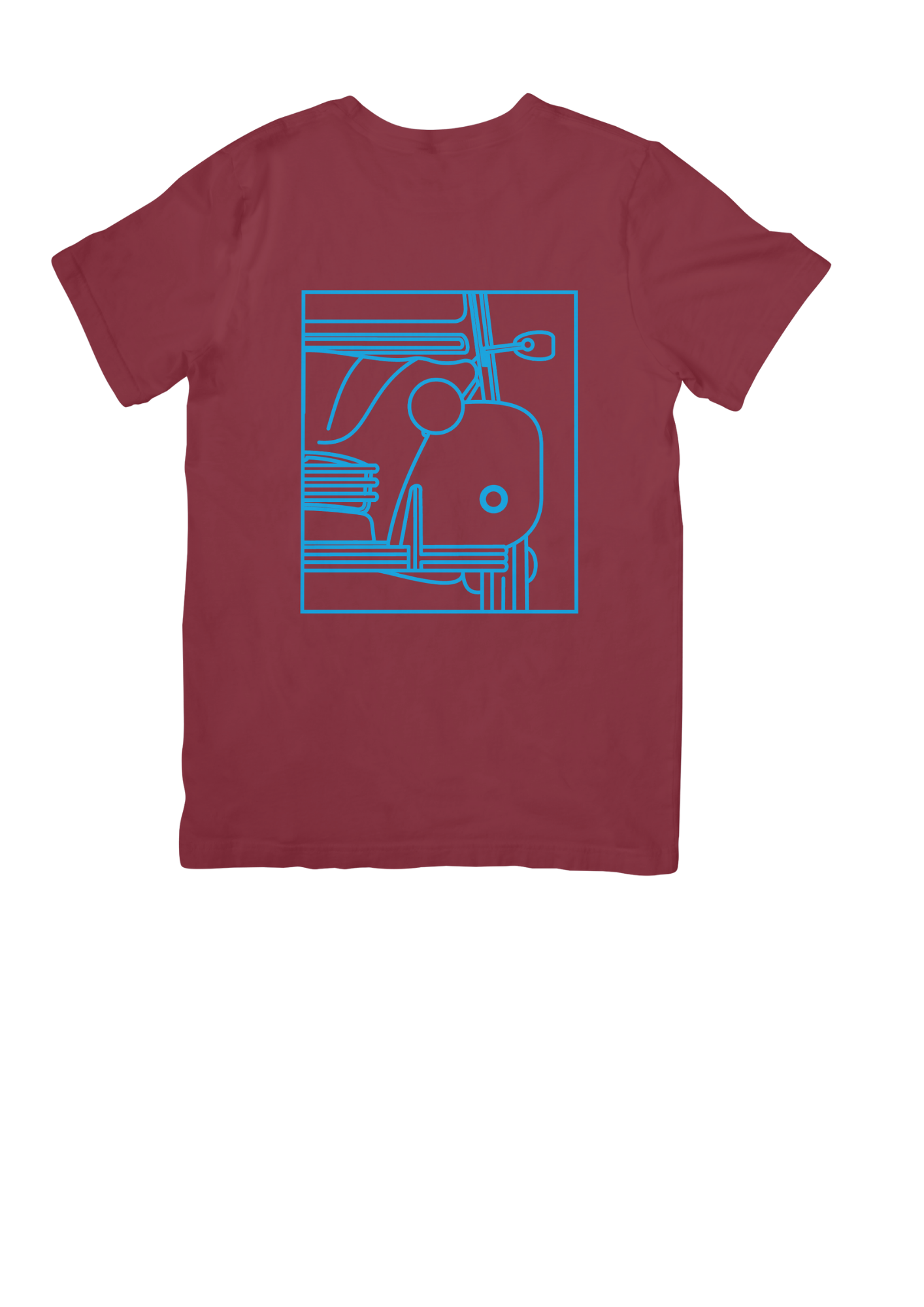 Burgundy Cotton T-Shirt with 2CV Line Drawing