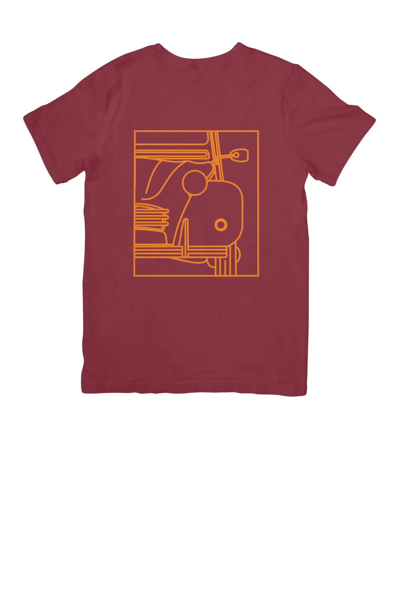 Burgundy Cotton T-Shirt with 2CV Line Drawing