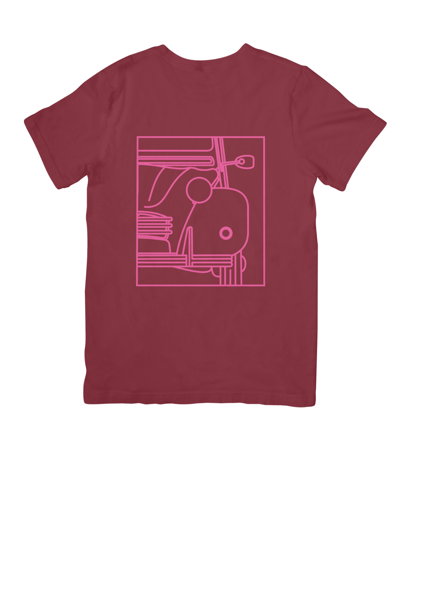 Burgundy Cotton T-Shirt with 2CV Line Drawing