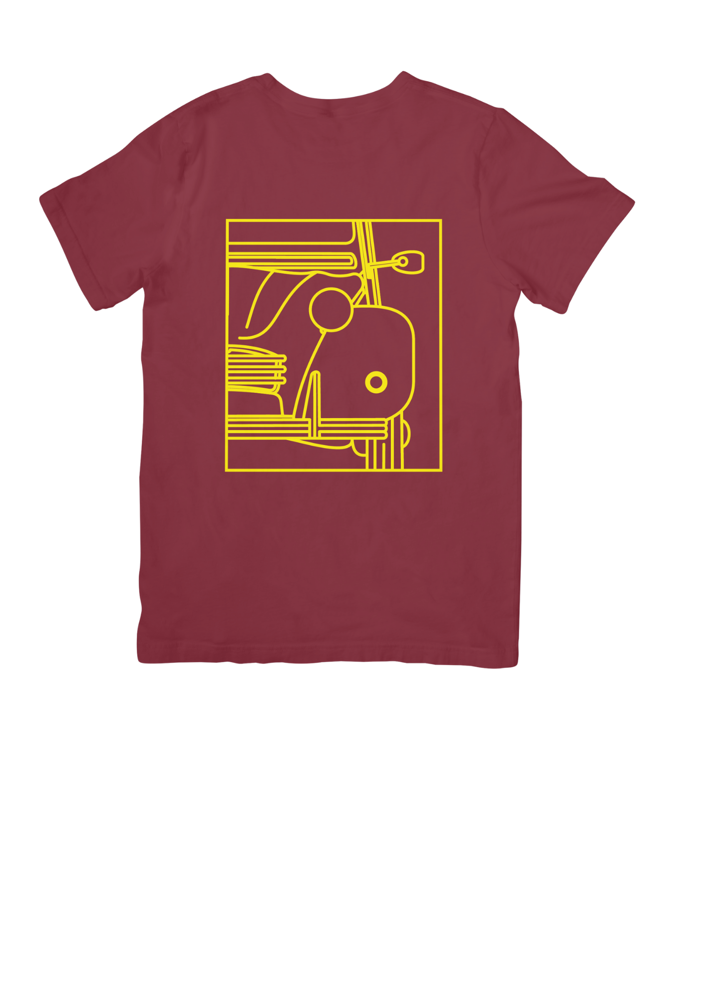 Burgundy Cotton T-Shirt with 2CV Line Drawing