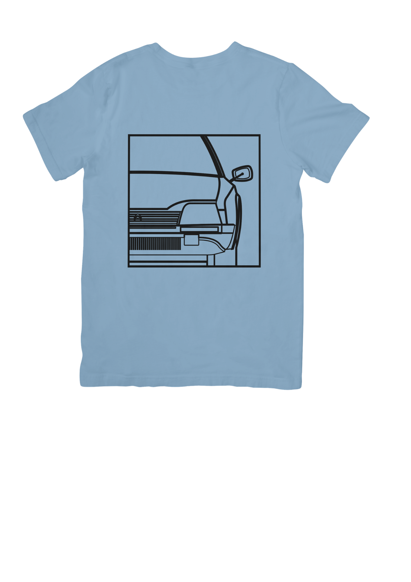 Light Blue Cotton T-Shirt with  CX Line Drawing
