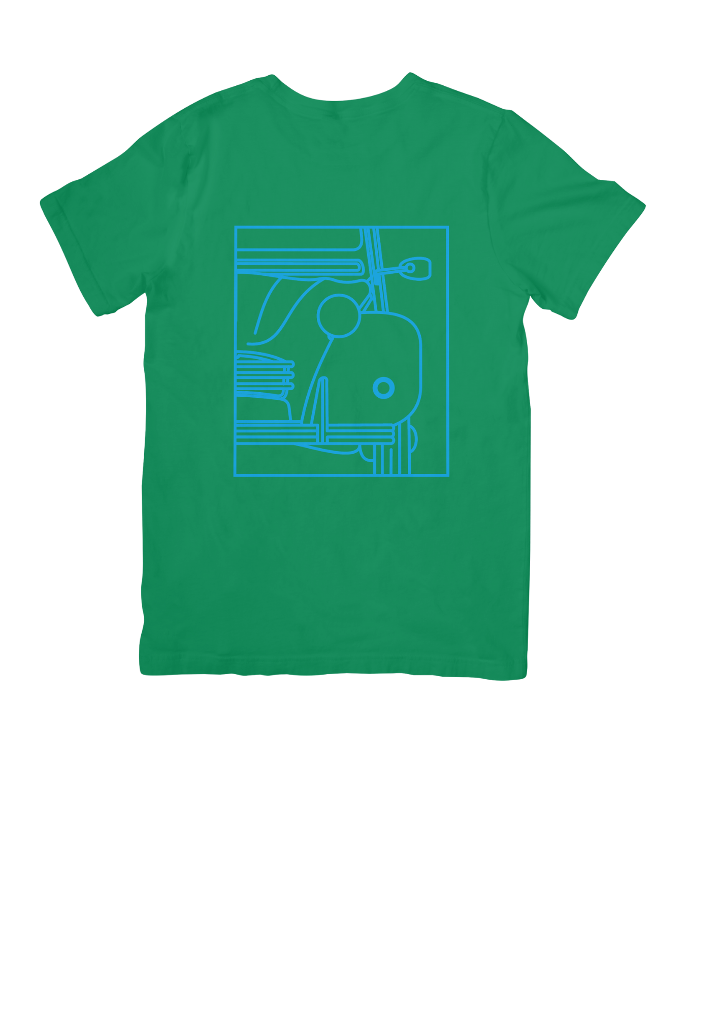 Green Cotton T-Shirt with 2CV Line Drawing