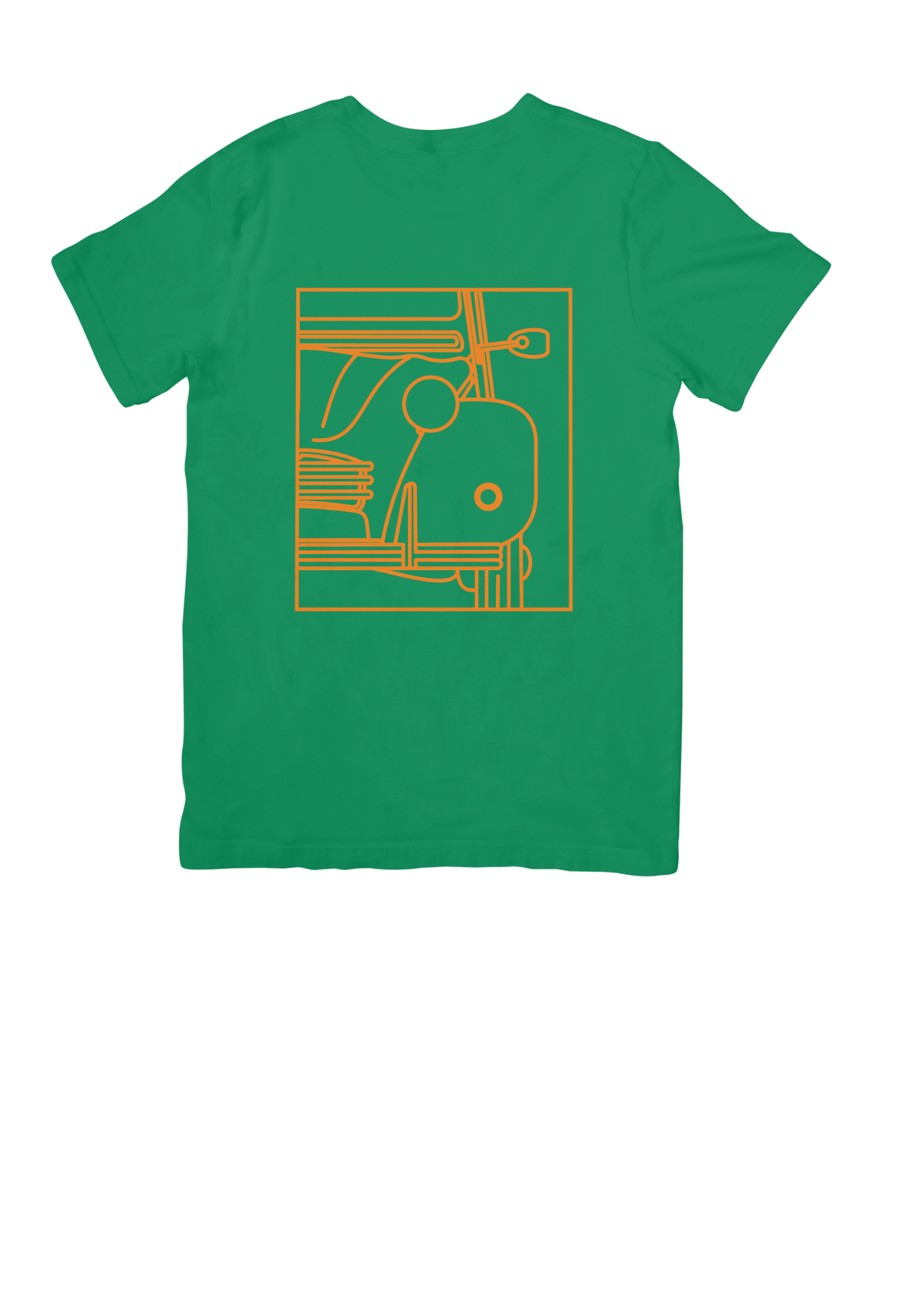 Green Cotton T-Shirt with 2CV Line Drawing