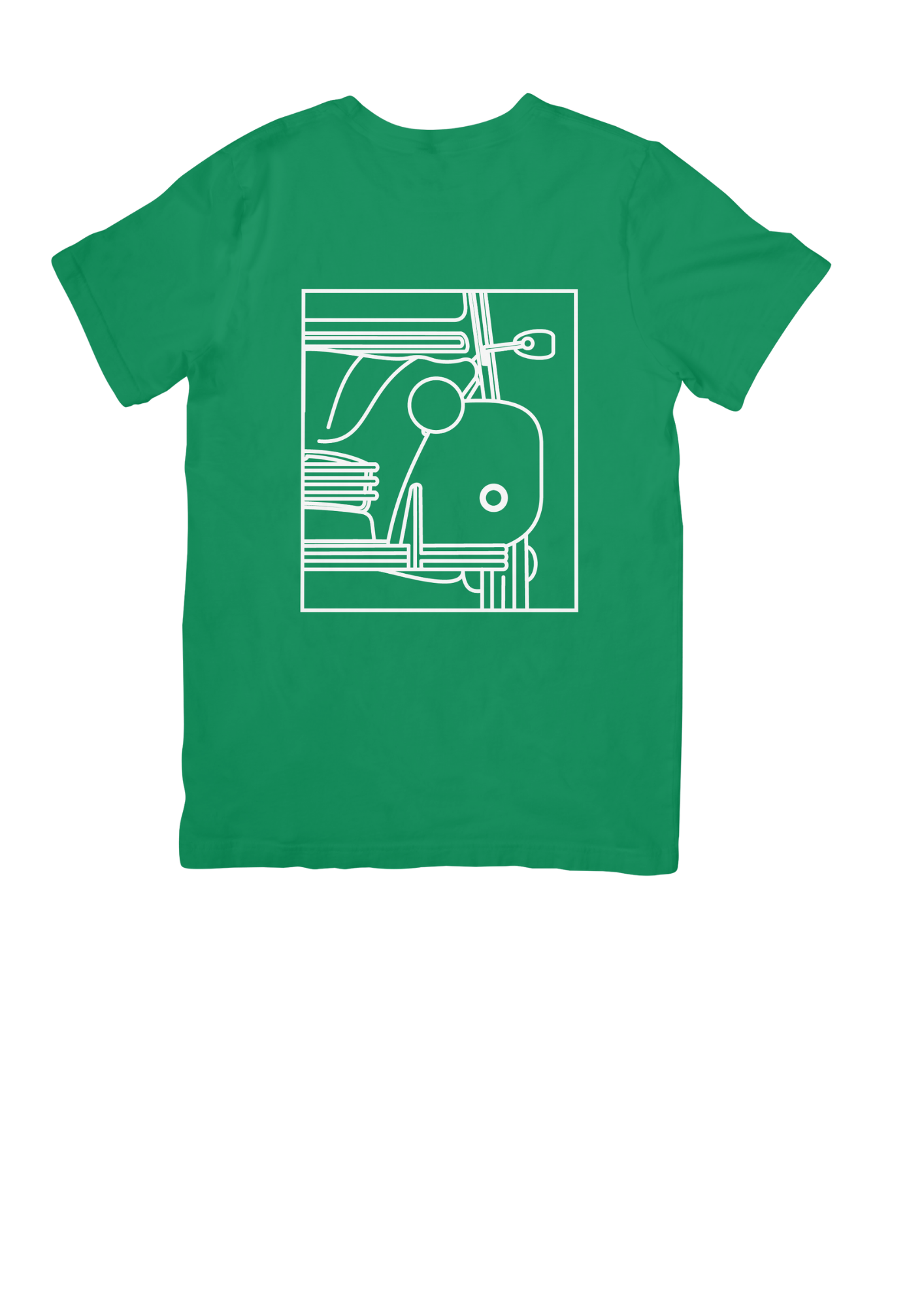 Green Cotton T-Shirt with 2CV Line Drawing