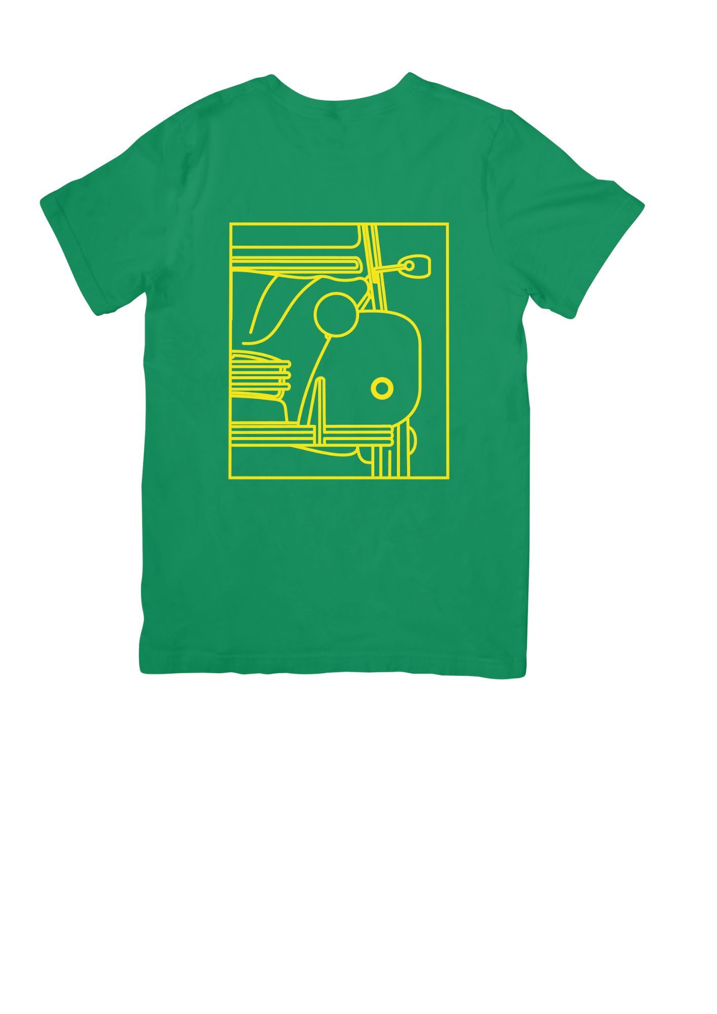 Green Cotton T-Shirt with 2CV Line Drawing