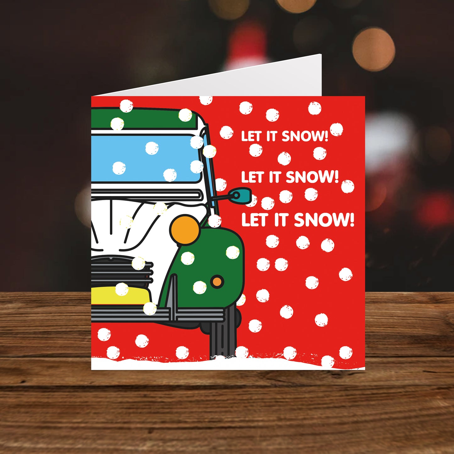 2CV Green and Red Let It Snow Christmas Card