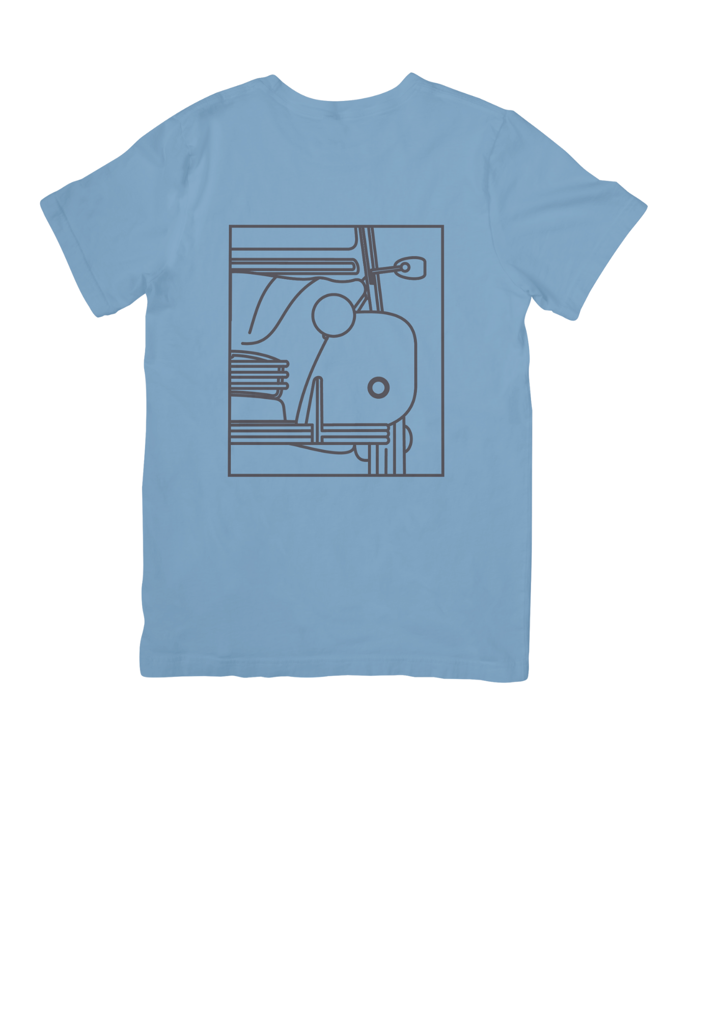 Light Blue Cotton T-Shirt with 2CV Line Drawing