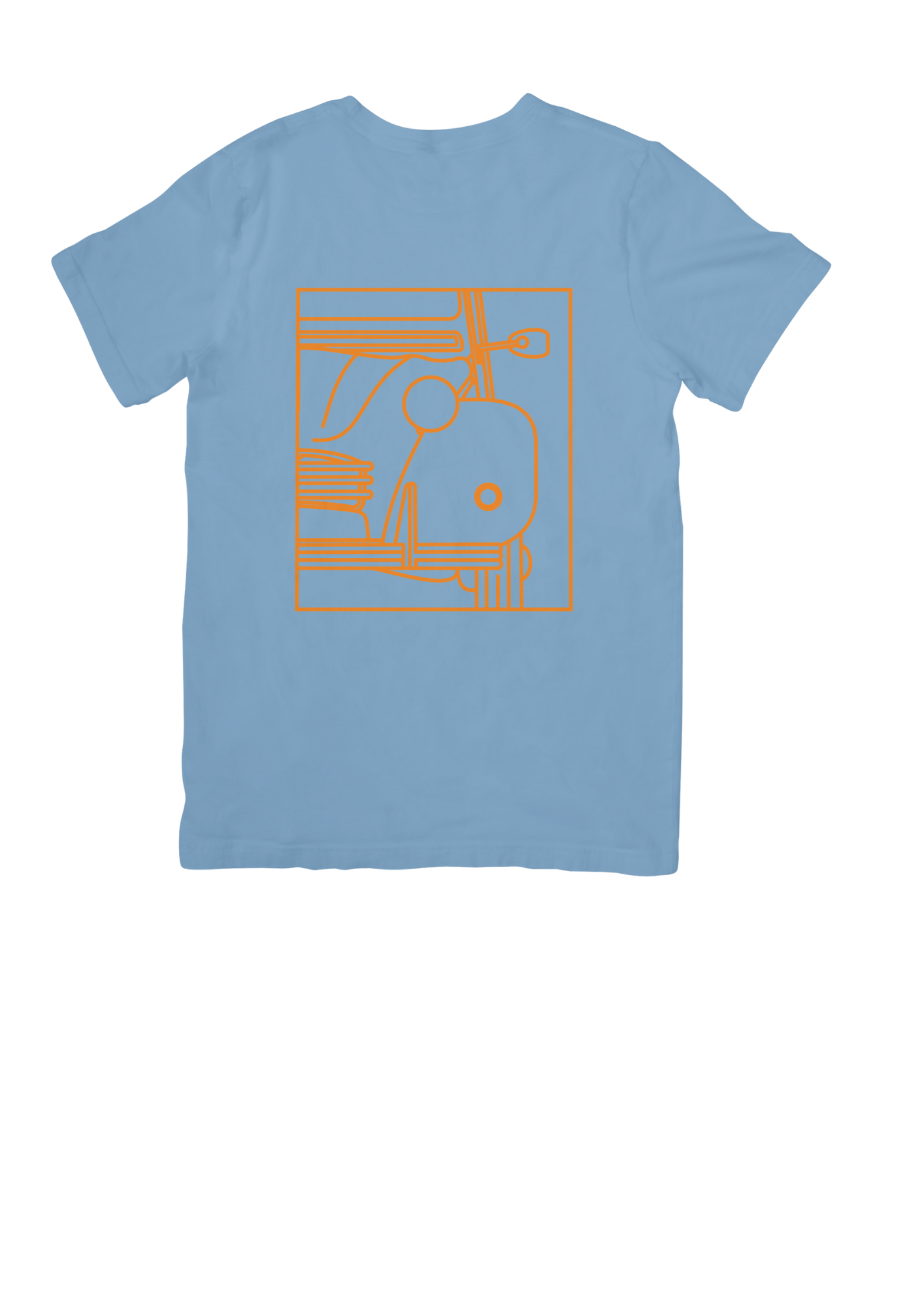 Light Blue Cotton T-Shirt with 2CV Line Drawing