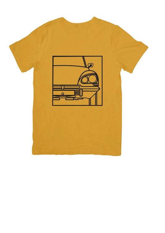 Mustard Cotton T-Shirt with  DS (Series 3) Line Drawing