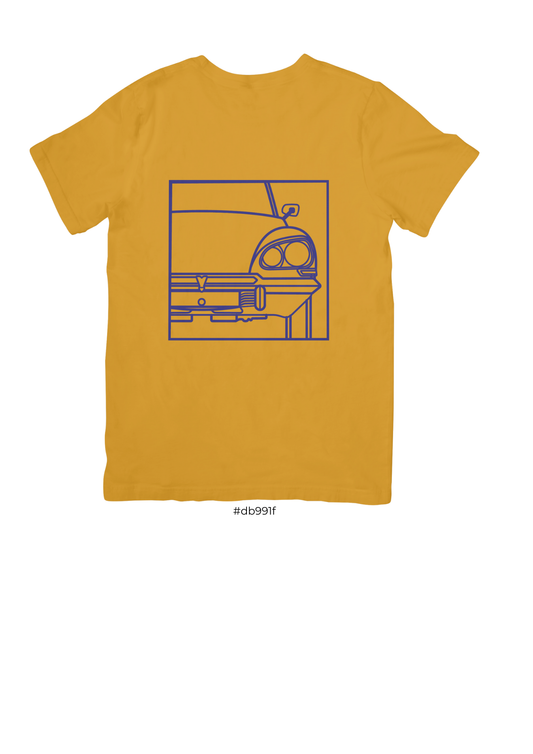 Mustard Cotton T-Shirt with  DS (Series 3) Line Drawing