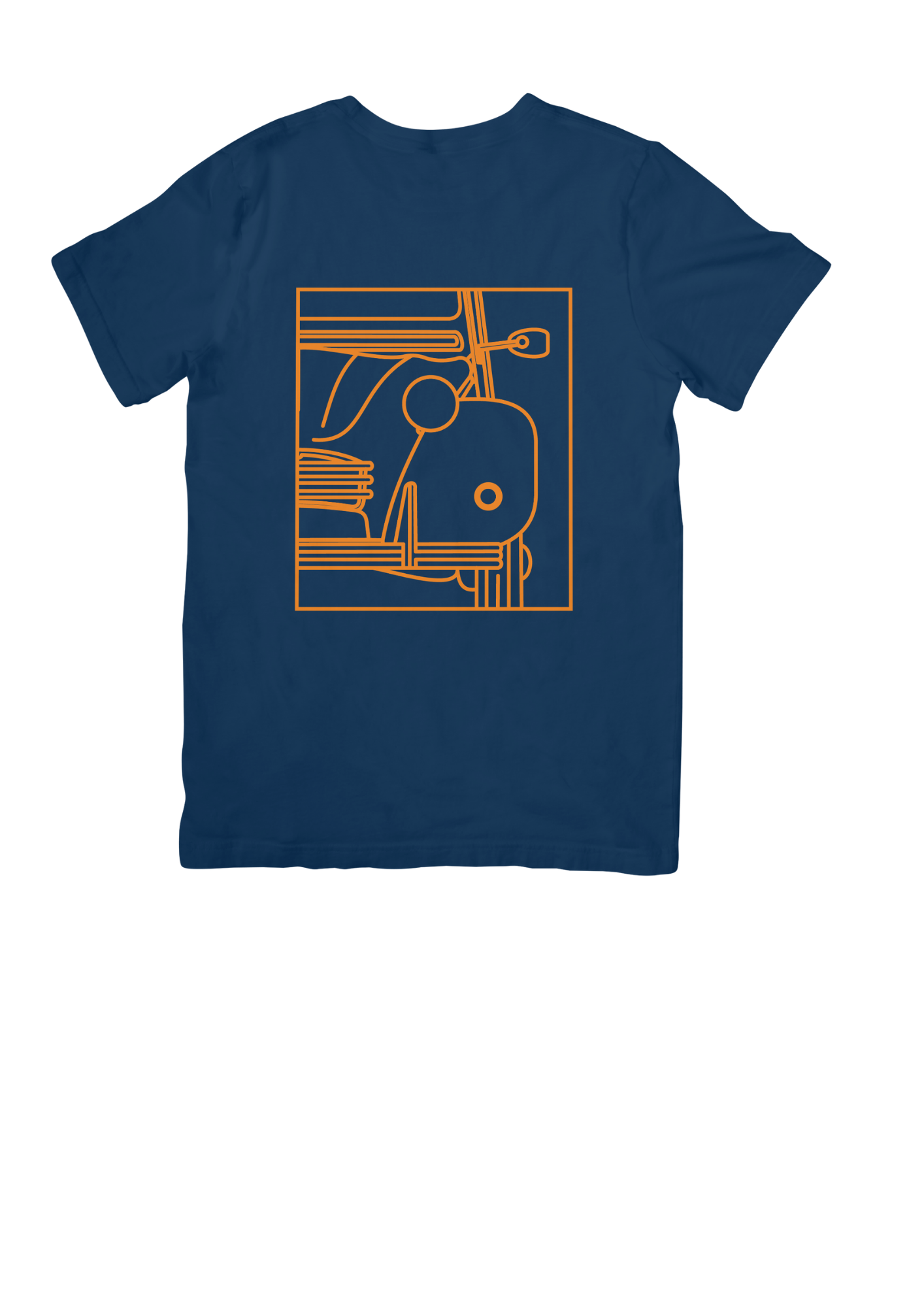 Navy Blue Cotton T-Shirt with 2CV Line Drawing
