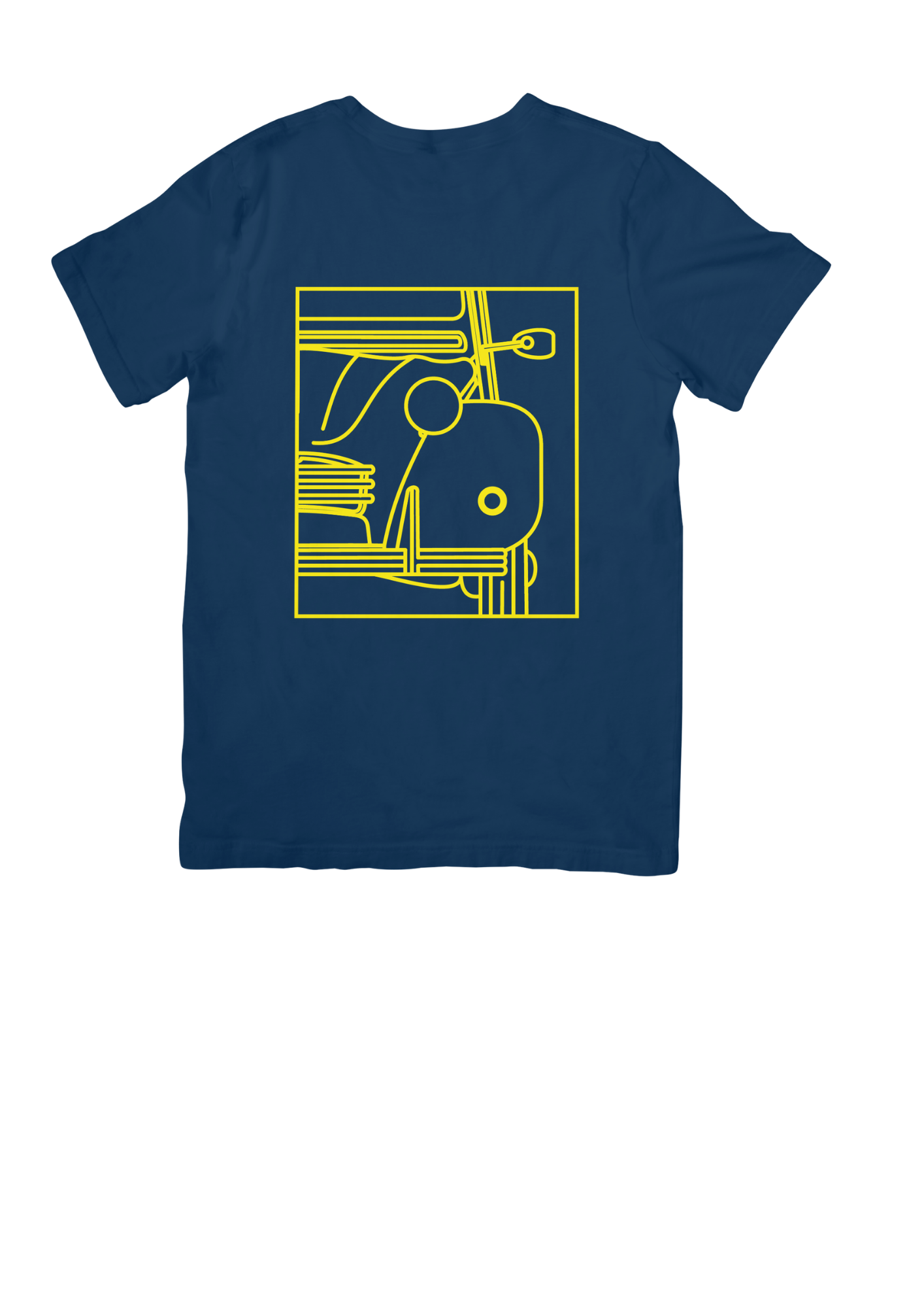 Navy Blue Cotton T-Shirt with 2CV Line Drawing