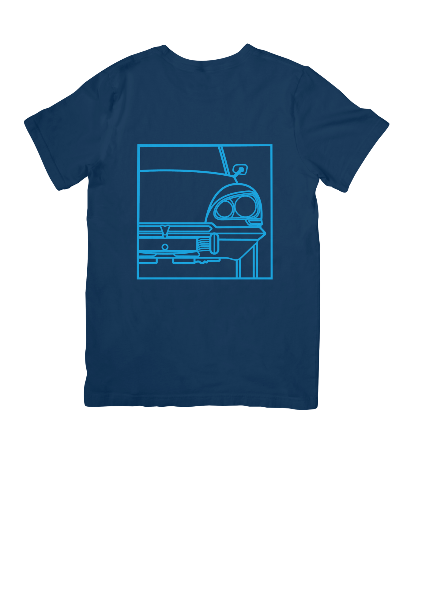 Navy Blue Cotton T-Shirt with  DS (Series 3) Line Drawing