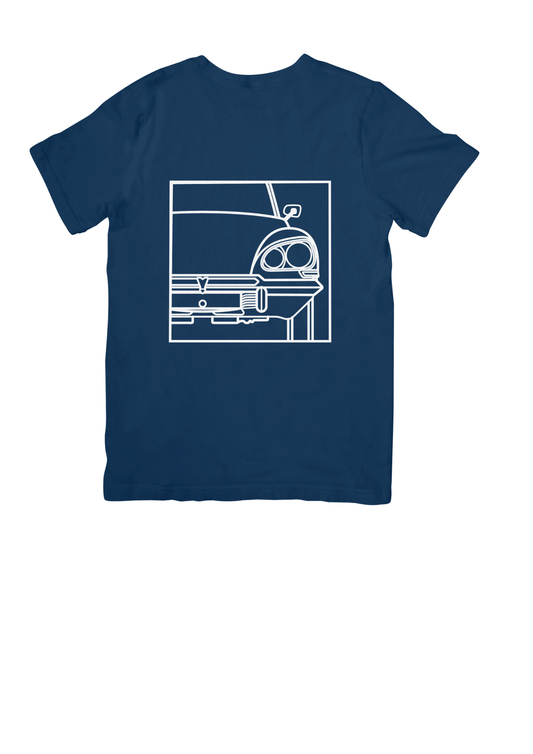 Navy Blue Cotton T-Shirt with  DS (Series 3) Line Drawing