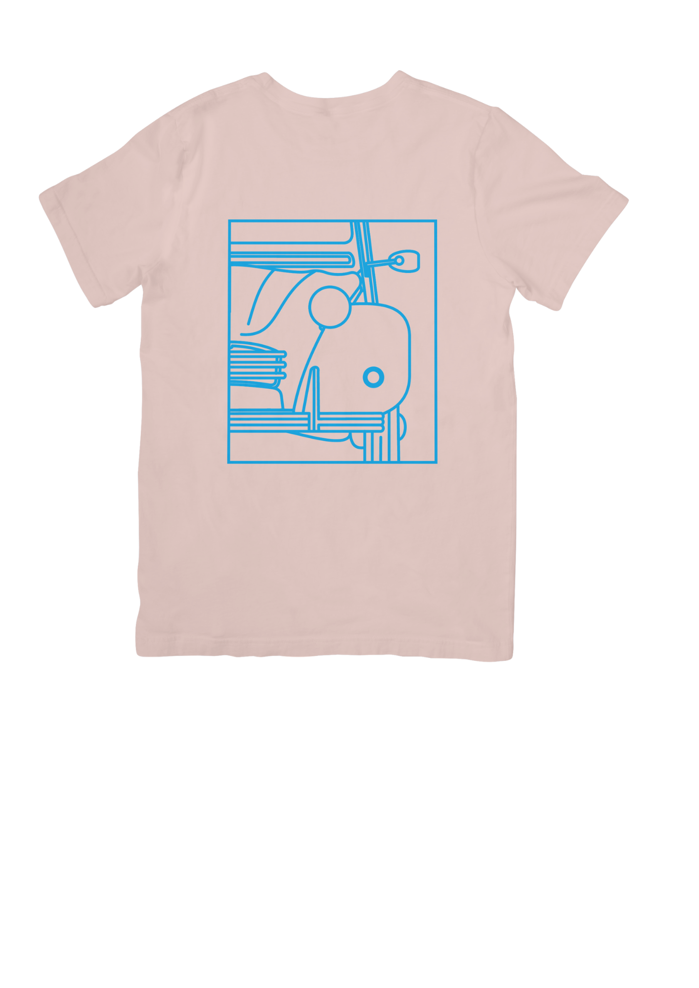 Pink Cotton T-Shirt with 2CV Line Drawing