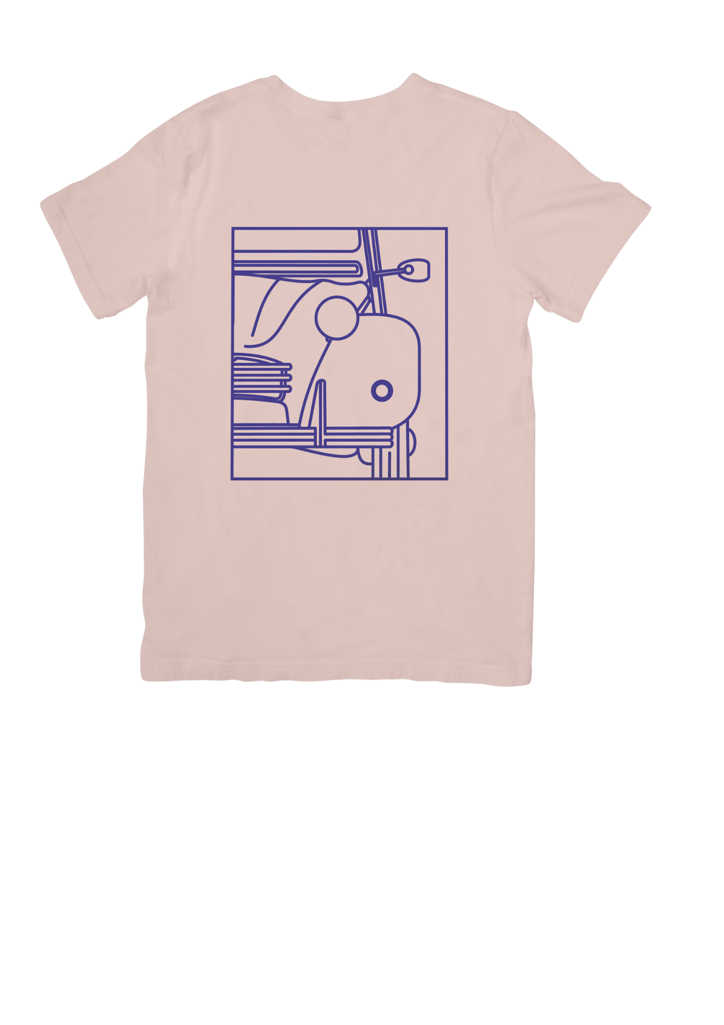 Pink Cotton T-Shirt with 2CV Line Drawing