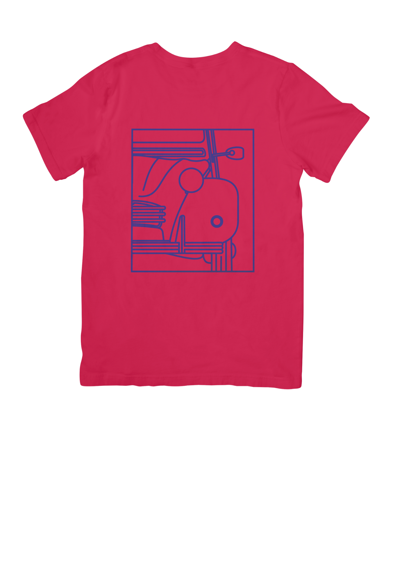 Red Cotton T-Shirt with 2CV Line Drawing