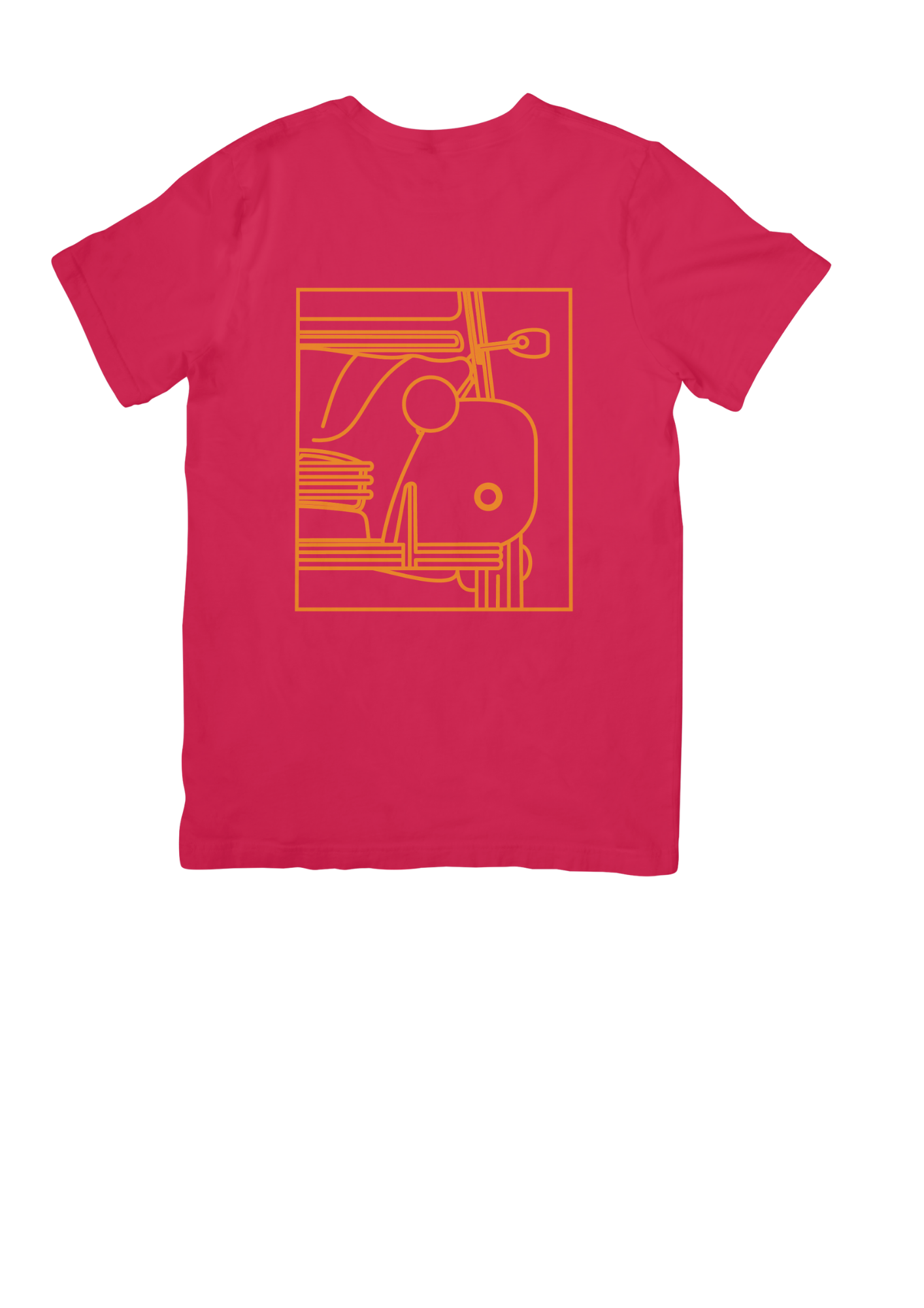 Red Cotton T-Shirt with 2CV Line Drawing