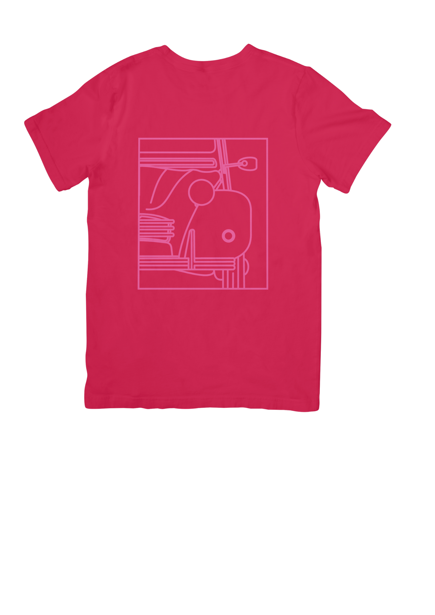 Red Cotton T-Shirt with 2CV Line Drawing