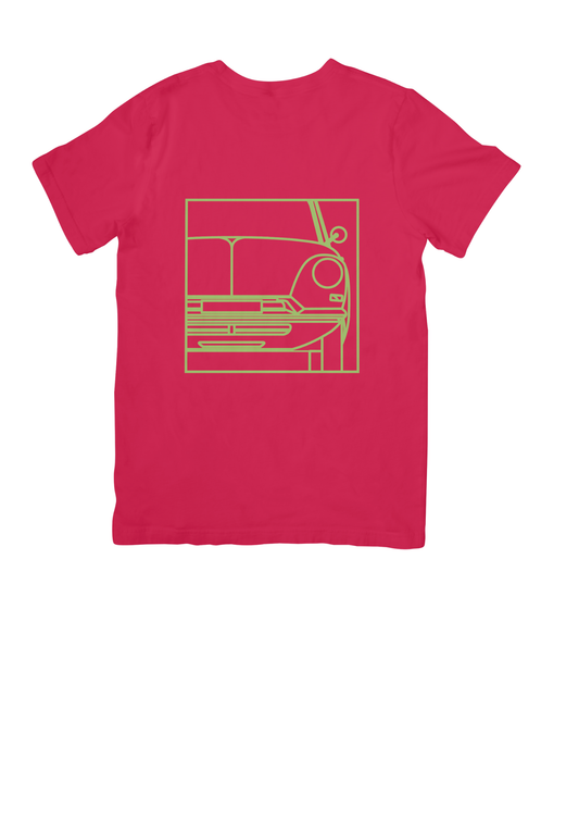Red Cotton T-Shirt with  DS (Series 1) Line Drawing