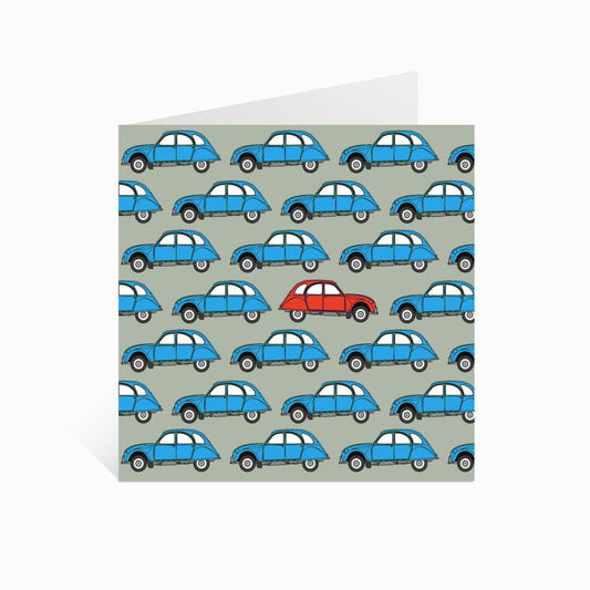 2CV Blue Cars with one Red