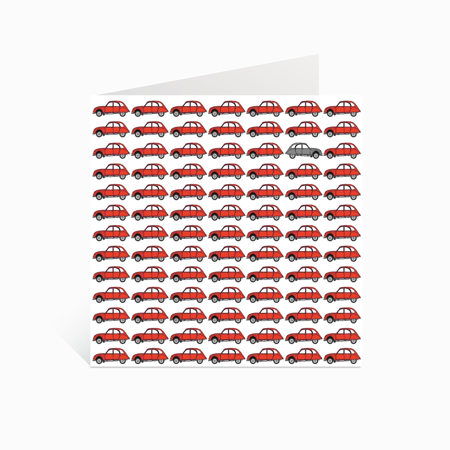 Small Red 2CVs with one Grey