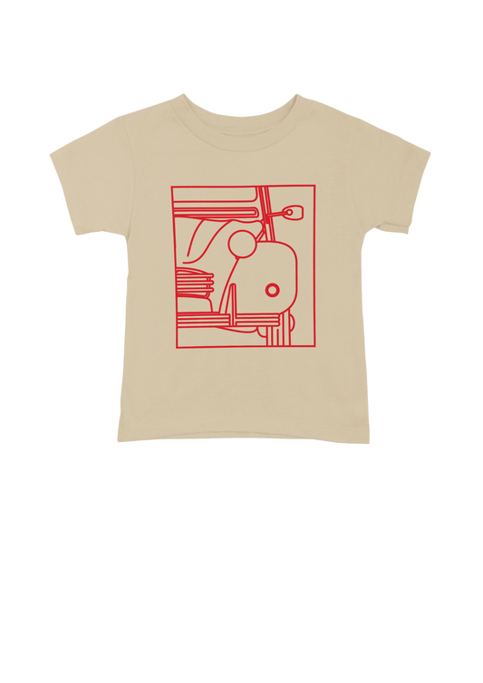 Children's Natural Colour Cotton T-Shirt with  2CV Line Drawing