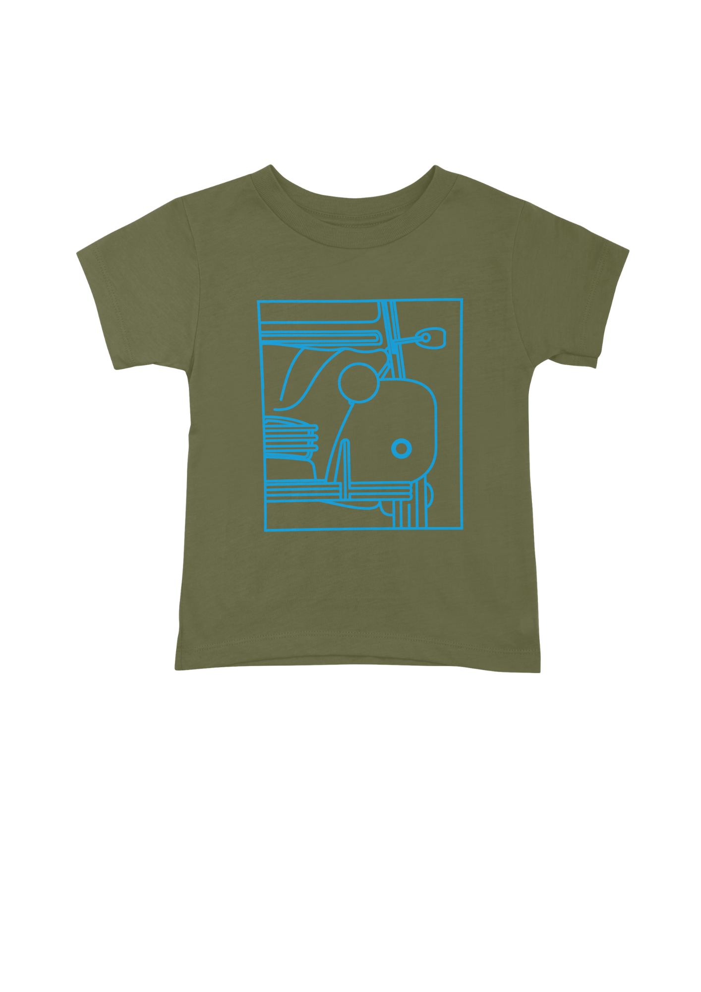 Children's Green Cotton T-Shirt with  2CV Line Drawing