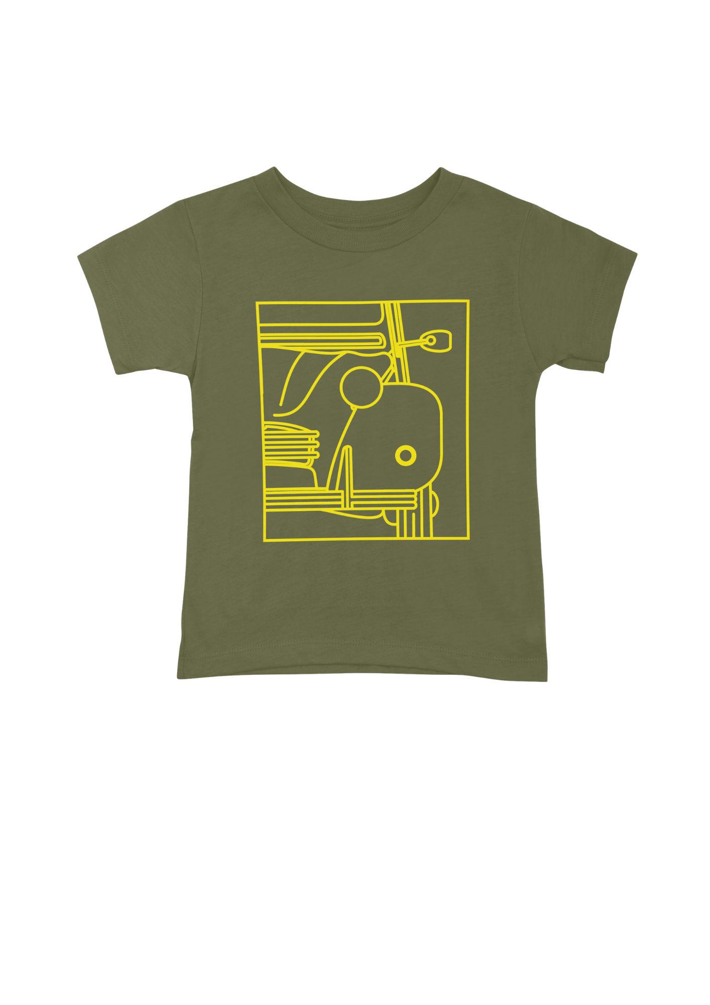 Children's Green Cotton T-Shirt with  2CV Line Drawing