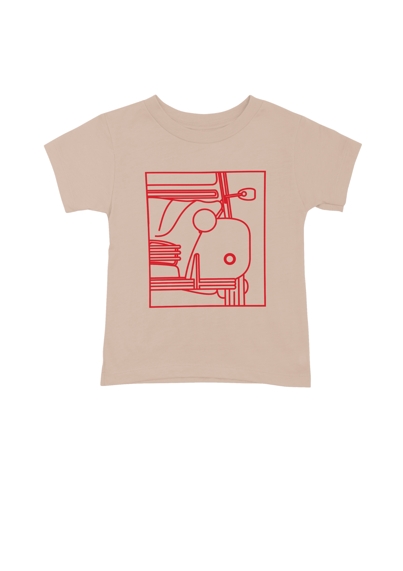 Children's Pink Cotton T-Shirt with  2CV Line Drawing
