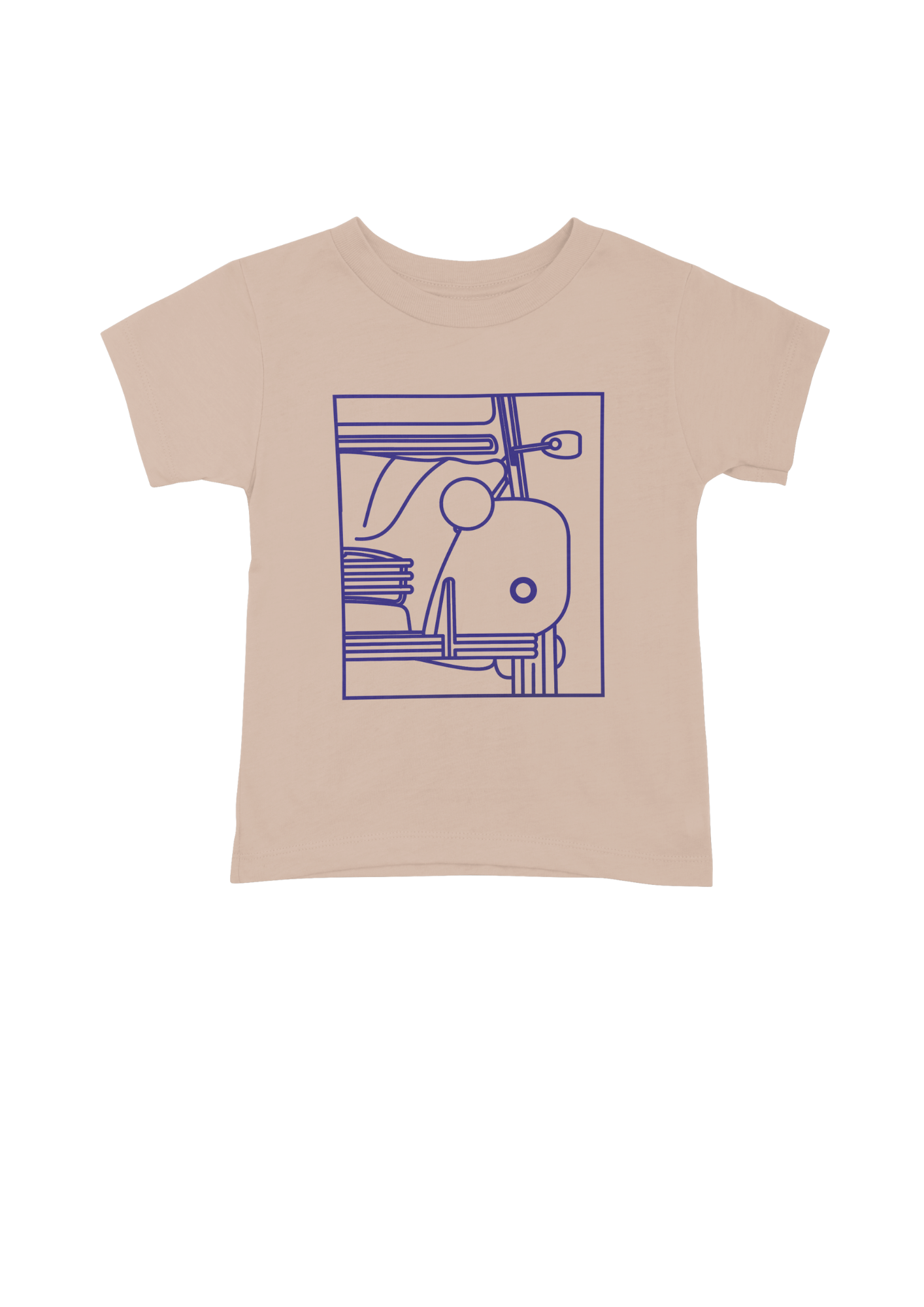 Children's Pink Cotton T-Shirt with  2CV Line Drawing