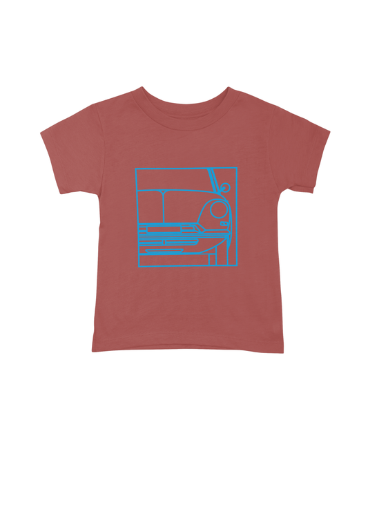 Children's Red Cotton T-Shirt with  DS Series 1 Line Drawing