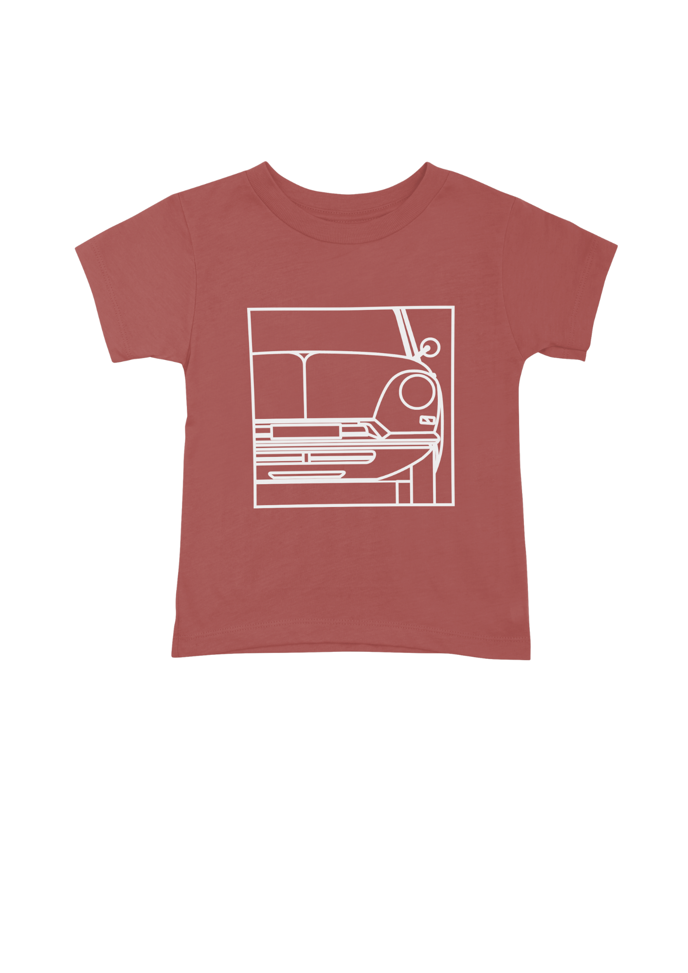 Children's Red Cotton T-Shirt with  DS Series 1 Line Drawing