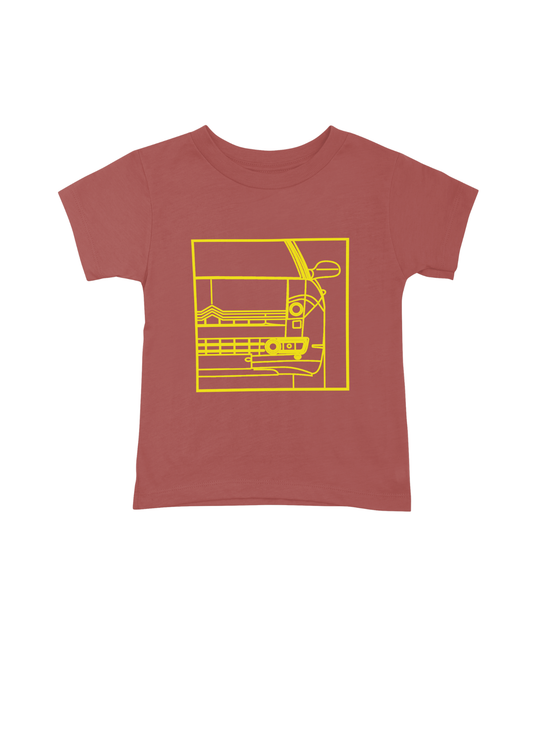 Children's Red Cotton T-Shirt with C6 Line Drawing
