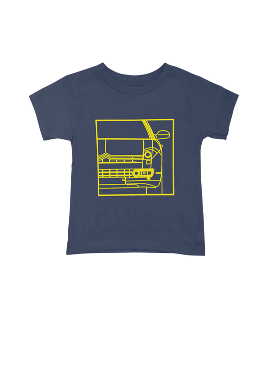 Children's Dark Blue Cotton T-Shirt with C6 Line Drawing